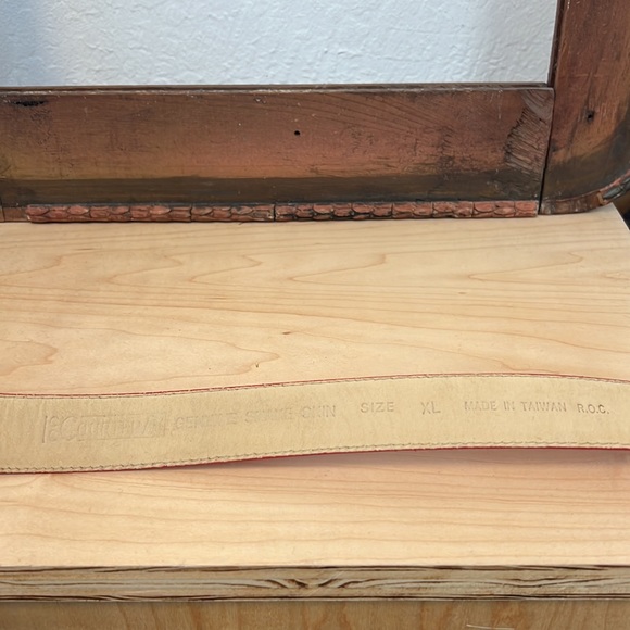 #6 Vintage Red Genuine Snakeskin Belt with Gold Tone Buckle - Picture 7 of 8